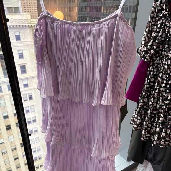 NWT Lulus - Gala Ready Lavender Off-the-Shoulder Ruffle Midi Dress in Lavender - Picture 2 of 4